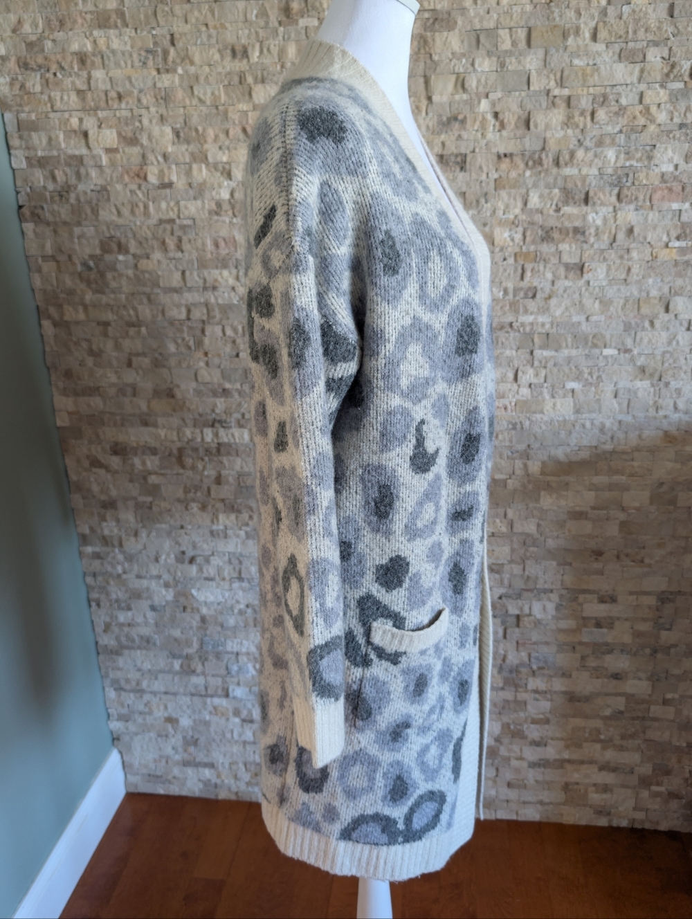 Joseph A Animal Print Neutral Open Front Cardigan Cozy Core Elevated Loungewear image 2